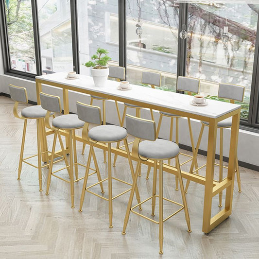 Metal Low Back Dining Stools Armless Bar Stools with Footrest