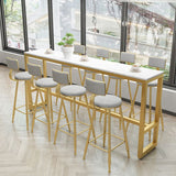 Metal Low Back Dining Stools Armless Bar Stools with Footrest