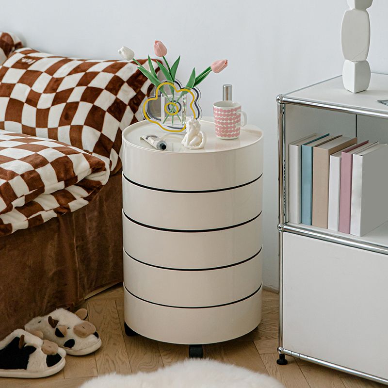 5 estantes Mesa nocturna contemporánea Redonda de noche, 27.6 "de alto