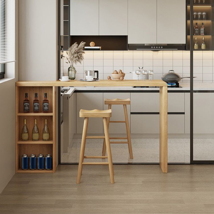 Modern Double Pedestal Bar Table Set 1/2/3 Pcs Solid Wood Bar Table and Backless Stools Clearhalo 'Bar Furniture' 'furn' 'furn_home_bar_bar_sets' 'Furniture' 'Home Bars & Bar Sets' 'home_bar_bar_sets' 'Kitchen & Dining Furniture' 1200x1200_67607e3f-e2e2-4028-812f-ce411a7a0566