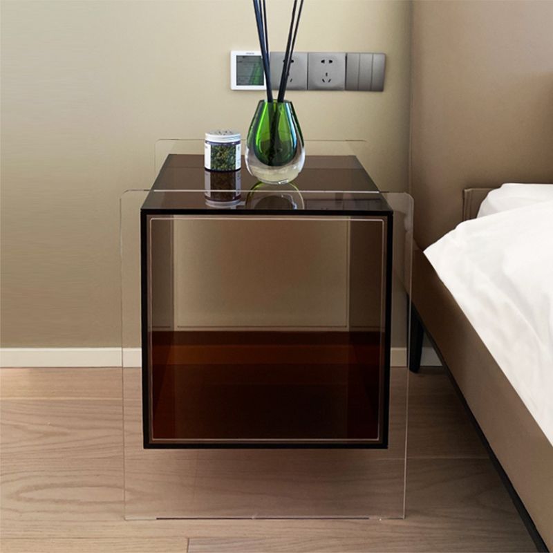 Glam End Slide Table Plastic Sled Rectangular with Shelf Living Room Corner Table Clearhalo 'Coffee & Accent Tables' 'End & Side Tables' 'end_side_tables' 'furn' 'furn_end_side_tables' 'Furniture' 'Living Room Furniture' 1200x1200_67625bed-86f2-4085-9b14-604c37098fab
