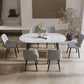 Modern Oval Dinette Table White Home Kitchen Dinner Stone Top 4-foot Resin Table Clearhalo 'Dining Tables & Seating' 'Dining Tables' 'dining_table' 'furn' 'furn_dining_table' 'Furniture' 'furniture_dining_table' 'Kitchen & Dining Furniture' 1200x1200_6762c2b5-e866-46d1-975b-438a4eb7a29c