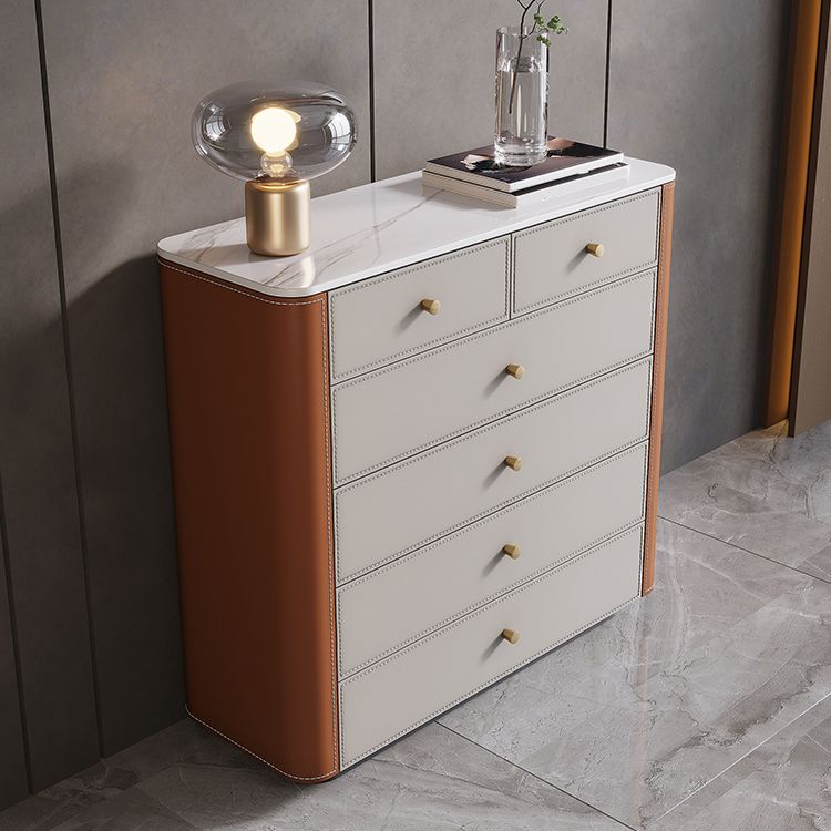 Commode contemporaine en pierre de 15,6 pouces de largeur avec 6 tiroirs