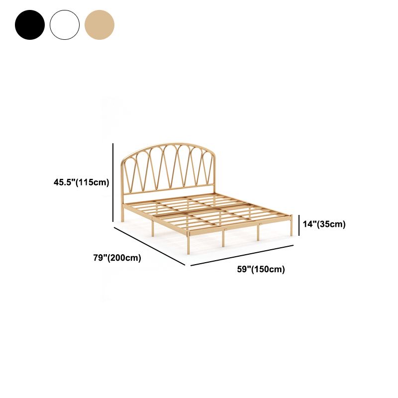 Iron Open-Frame Bed with Arched Headboard and Metal Legs Bed