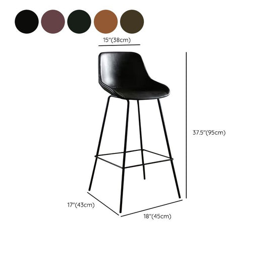 Faux Leather Bar Stools Armless Dining Stools with Metal Base