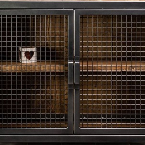 Industrial Accent Cabinet with Distressed Wood Top and Iron Legs Clearhalo 'Cabinets & Chests' 'cabinets_chests' 'furn' 'furn_cabinets_chests' 'Furniture' 'Living Room Furniture' 1200x1200_67672235-fc9b-448b-b597-f1a1b4b51cd6