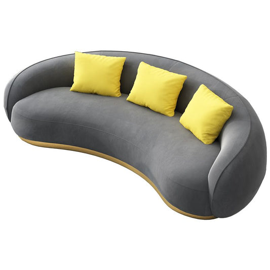 Contemporary Solid Color Sloped Arm Curved Sofa for Living Room