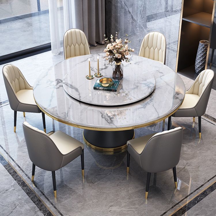 Contemporary Sintered Stone Top Dinette Set with Round Table Dining Room Set for Dining Room Clearhalo 'Dining Room Sets' 'Dining Tables & Seating' 'dining_room_set' 'furn' 'furn_dining_room_set' 'Furniture' 'furniture_dining_room_set' 'Kitchen & Dining Furniture' 'kitchen&dining_furn' 'kitchen' 1200x1200_676c07e0-7e1f-47bd-a37f-68210c8cd599