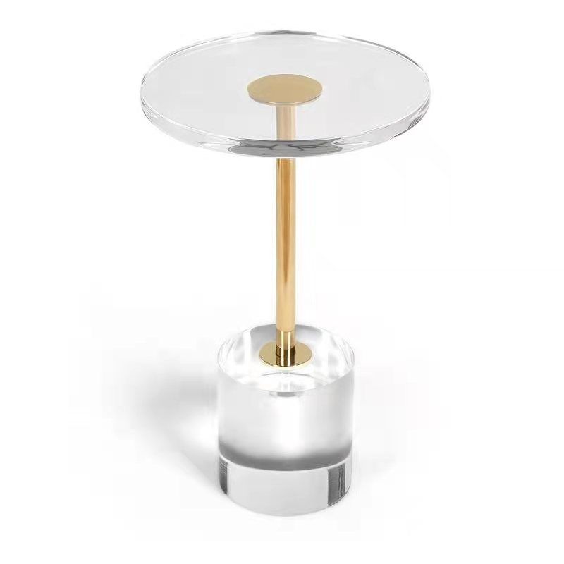 Clear Acrylic Round Side Table Set Glam Steel Pedestal End Table