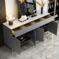 Tavolo da sideboard in pietra a buffet da pranzo in stile glam con cassetti e armadi