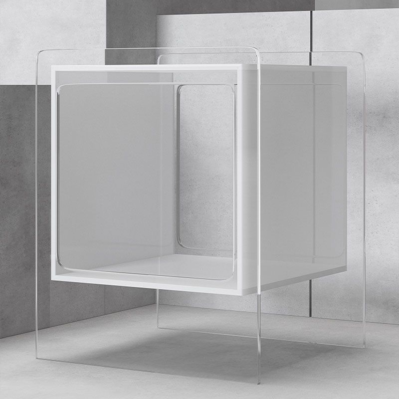 Modernistic Plastic Rectangular End Table Double Tier Corner Table with Storage Clearhalo 'Coffee & Accent Tables' 'End & Side Tables' 'end_side_tables' 'furn' 'furn_end_side_tables' 'Furniture' 'Living Room Furniture' 1200x1200_6770ed5a-a1a3-4dc4-844f-fff9a1dda643