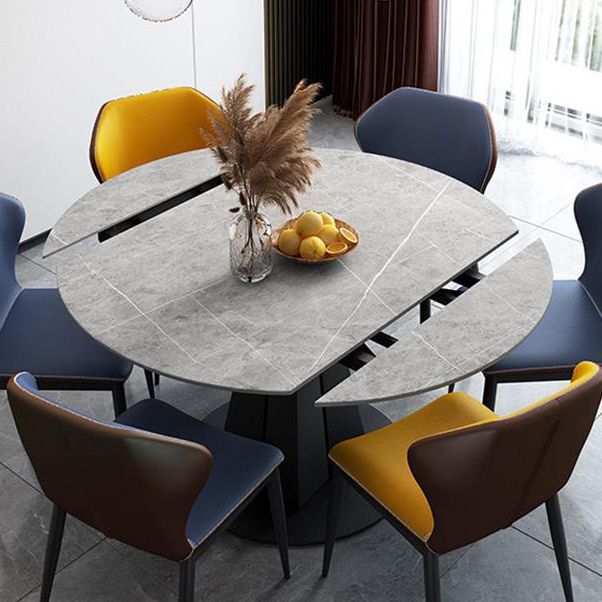 Modern Style Sintered Stone Dining Table Gray Round Table with Pedestal Clearhalo ' dining_table' 'Dining Tables & Seating' 'Dining Tables' 'Furniture' 'furniture_dining_table' 'Kitchen & Dining Furniture' 'kitchen&dining_furn' 'kitchen' 'kitchen_dining_table' 1200x1200_677116f7-d0b6-4273-9976-33124c3c8d27