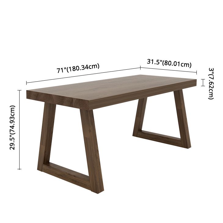 Fixed Solid Wood Top Kitchen Table Set with Double Pedestal Base Dining Table Sets for Home Clearhalo 'Dining Room Sets' 'Dining Tables & Seating' 'dining_room_set' 'furn' 'furn_dining_room_set' 'Furniture' 'furniture_dining_room_set' 'Kitchen & Dining Furniture' 'kitchen&dining_furn' 'kitchen' 1200x1200_67718f62-c187-4164-928b-ad336c237925