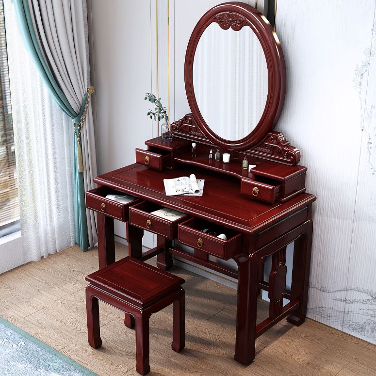 Solid Wood Makeup Vanity with 5 Drawers Traditional Make-up Vanity
