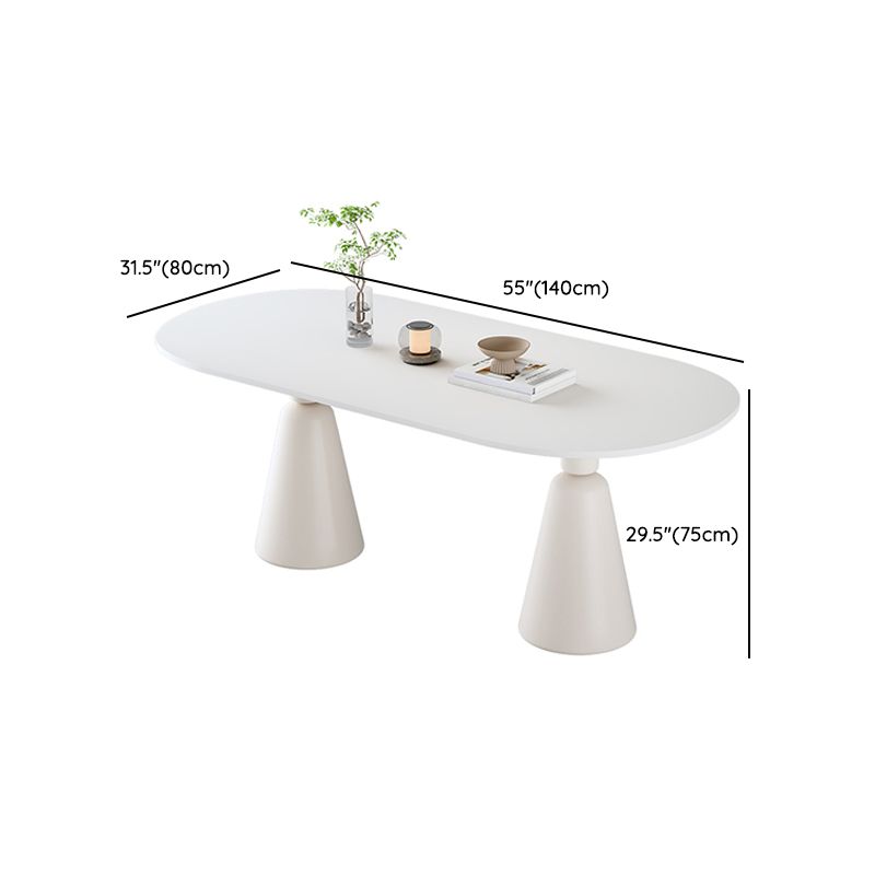 1/5 piezas de forma ovalada muebles de comedor de piedra en blanco