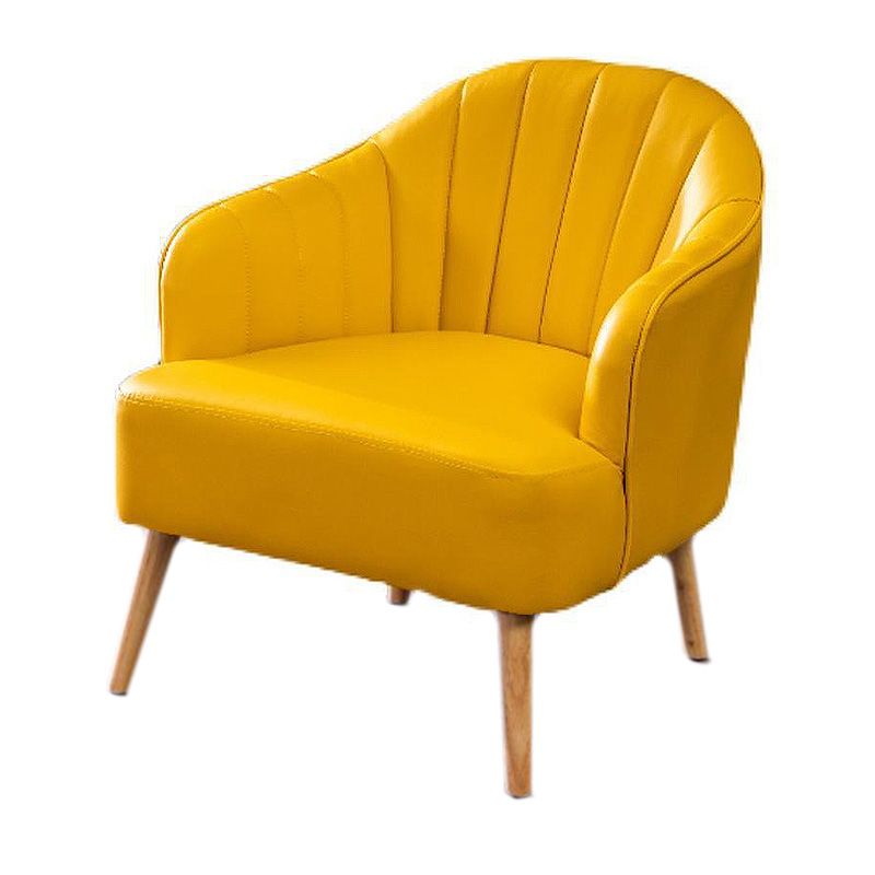 Faux Leather 24.8"Wide Sloped Arms Solid Color Barrel Chair with Basic Four Legs Clearhalo 'Accent Chairs' 'accent_chairs' 'Chairs & Seating' 'furn' 'furn_accent_chairs' 'Furniture' 'furniture_accent_chairs' 'Living Room Furniture' 1200x1200_6778a7ca-67d9-4760-b1b7-a189224cffe6