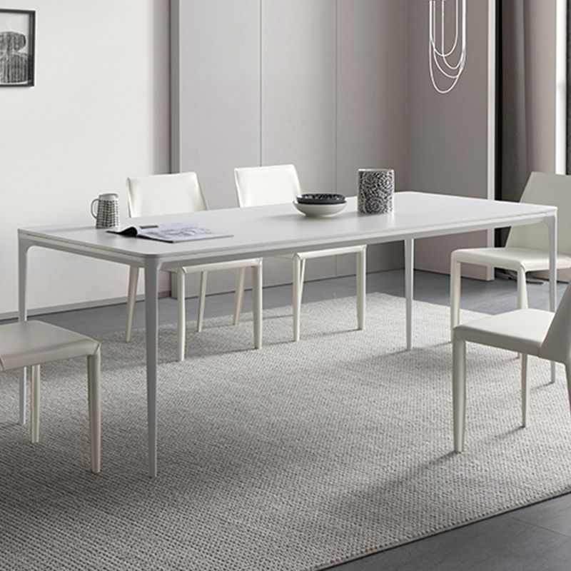 Modern White Kitchen Dining Table Sintered Stone Rectangle Dining Table with 4 Legs Base Clearhalo ' dining_table' 'Dining Tables & Seating' 'Dining Tables' 'Furniture' 'furniture_dining_table' 'Kitchen & Dining Furniture' 'kitchen&dining_furn' 'kitchen' 'kitchen_dining_table' 1200x1200_6779ac4f-3163-4f2b-9d73-8c611c3a8483