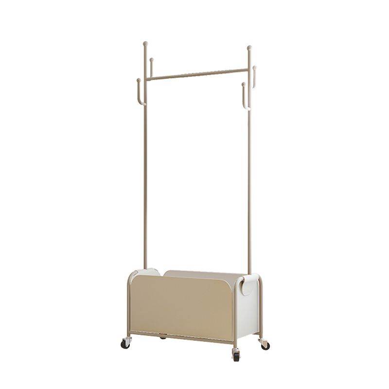 Glam Coat Hanger Metal Frame Free Standing PU Leather Basket Coat Rack with Shelves Clearhalo 'Entry & Mudroom Furniture' 'furn' 'furn_hall_tree_coat_racks' 'Furniture' 'Hall Trees & Coat Racks' 'hall_tree_coat_racks' 1200x1200_6779fb04-5cba-4a0f-ab9f-c12e1d5a5307