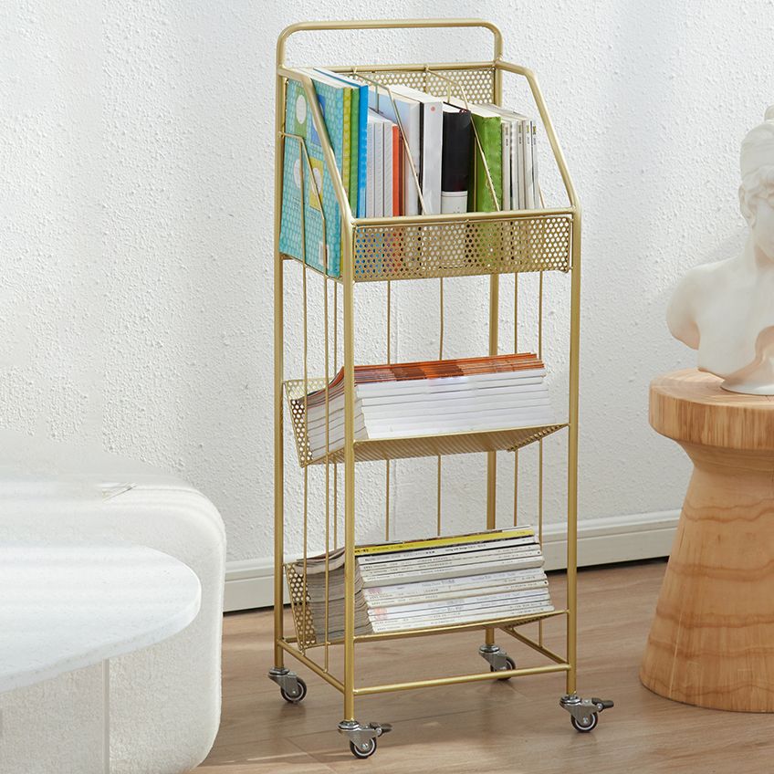 3-Shelf Metal Geometric Bookshelf Contemporary Closed Back Book Shelf,39" H x 11" W Clearhalo 'Bookcases' 'furn' 'furn_bookcases' 'Furniture' 'furniture_bookcases' 'Office Furniture' 1200x1200_677aba39-79f0-4383-8d4c-c4d7ef5bb900