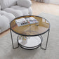 Round Cocktail Table Glass Top Single Coffee Table with Shelf Clearhalo 'Coffee & Accent Tables' 'Coffee Tables' 'coffee_tables' 'furn' 'furn_coffee_tables' 'Furniture' 'Living Room Furniture' 1200x1200_677ce206-fc19-4cdb-b244-701de14cbb11