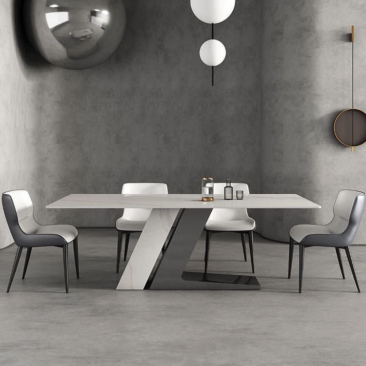 Modern White Sintered Stone Dining Table Set 1/4/5/7 Pieces Dining Set for Home Use