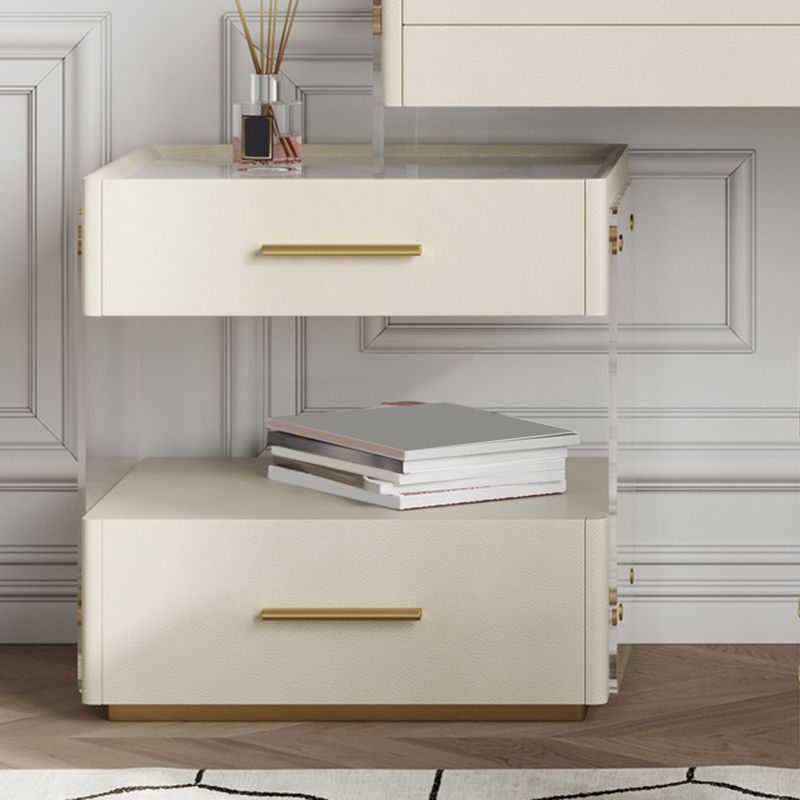 Modernism Acrylic Dressing Table Stone/Glass Top Makeup Vanity