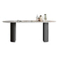 Modern Sintered Stone Dining Table Oval Shape Double Pedestal Kitchen Desk
