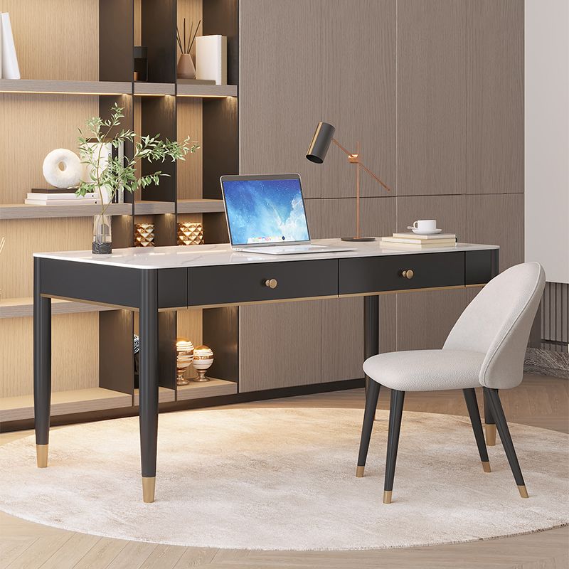 Contemporary Stone Office Desk 2 Drawers Parsons Base Writing Desk Clearhalo 'furn' 'furn_office_desk' 'Furniture' 'Office Desks' 'Office Furniture' 'office_desk' 1200x1200_67811100-67fe-4fc8-9003-8bdf16464209