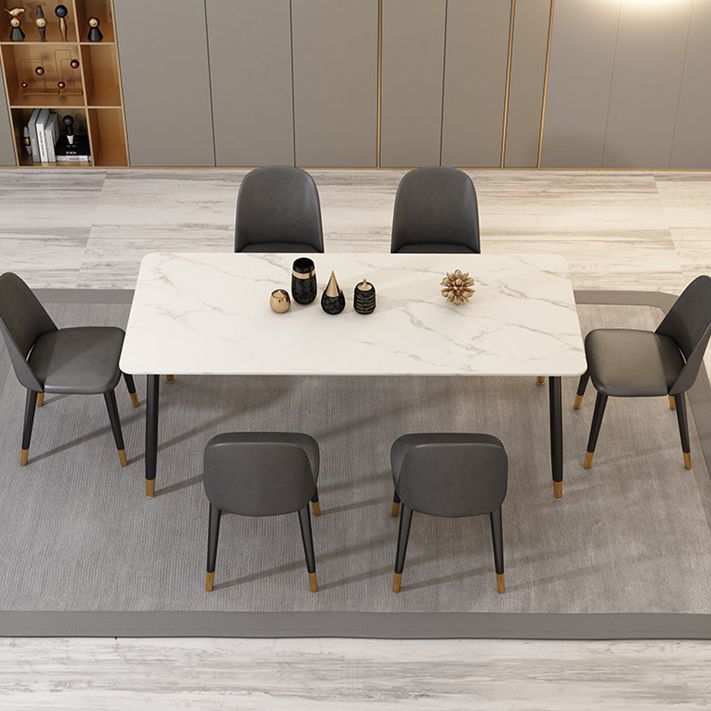 Modern Matte Finish Faux Marble Table Rectangle 4 Legs Dining Table Clearhalo ' dining_table' 'Dining Tables & Seating' 'Dining Tables' 'furn' 'furn_dining_table' 'Furniture' 'furniture_dining_table' 'Kitchen & Dining Furniture' 'kitchen&dining_furn' 'kitchen' 'kitchen_dining_table' 1200x1200_67814c21-bda3-4892-a657-6188cec00407