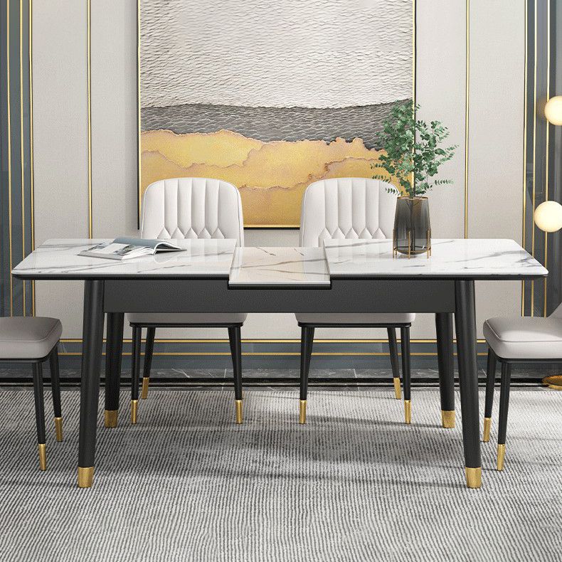 Rectangle 4 Legs Home Furniture Stone Dining Room Collection with Drop Leaf Clearhalo ' dining_table' 'Dining Tables & Seating' 'Dining Tables' 'furn' 'furn_dining_table' 'Furniture' 'furniture_dining_table' 'Kitchen & Dining Furniture' 'kitchen&dining_furn' 'kitchen' 'kitchen_dining_table' 1200x1200_67868312-5151-4156-b205-33e664076567