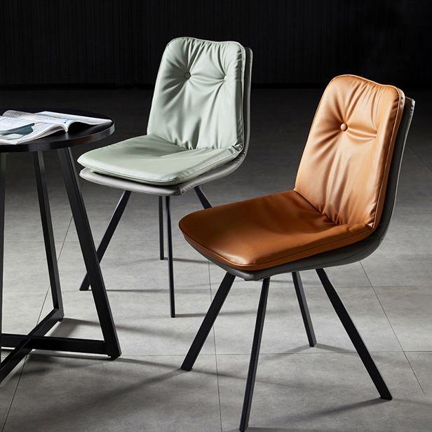 Scandinavian Style Leather Dining Chairs Upholstered Solid Back Chair for Home Use (Set of 2) Clearhalo ' kitchen&dining_furn' 'Dining Chairs' 'Dining Tables & Seating' 'dining_chair' 'furn' 'furn_dining_chair' 'Furniture' 'furniture_dining_chair' 'Kitchen & Dining Furniture' 'kitchen' 1200x1200_6786c4ea-1c4b-427d-bb7d-1a64622b9d13