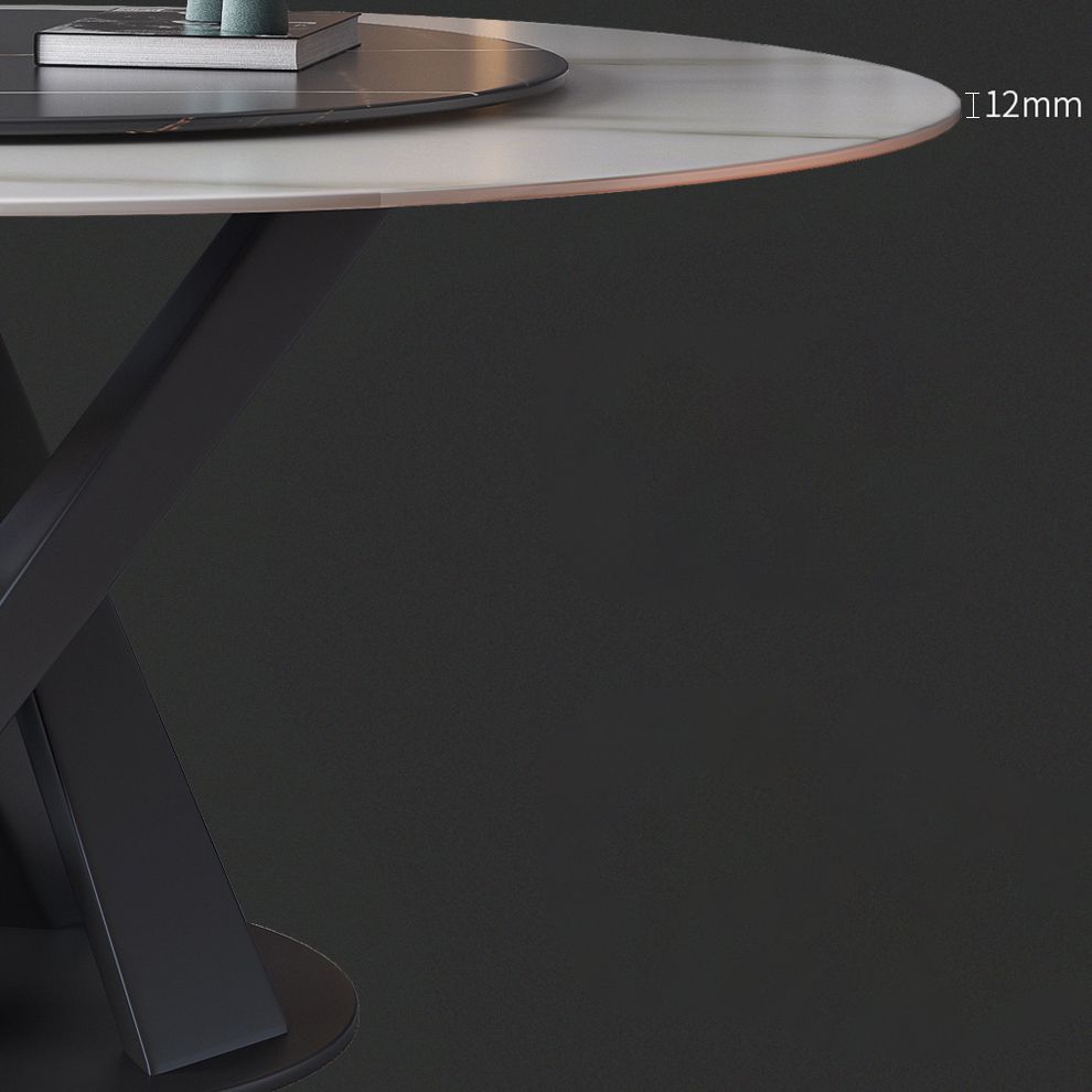 Contemporary Sintered Stone Round Dining Table Kitchen Standard Dining Table with Pedestal Base Clearhalo ' dining_table' 'Dining Tables & Seating' 'Dining Tables' 'furn' 'furn_dining_table' 'Furniture' 'furniture_dining_table' 'Kitchen & Dining Furniture' 'kitchen&dining_furn' 'kitchen' 'kitchen_dining_table' 1200x1200_678a319f-4fa1-4b54-9447-ffc47ead5055