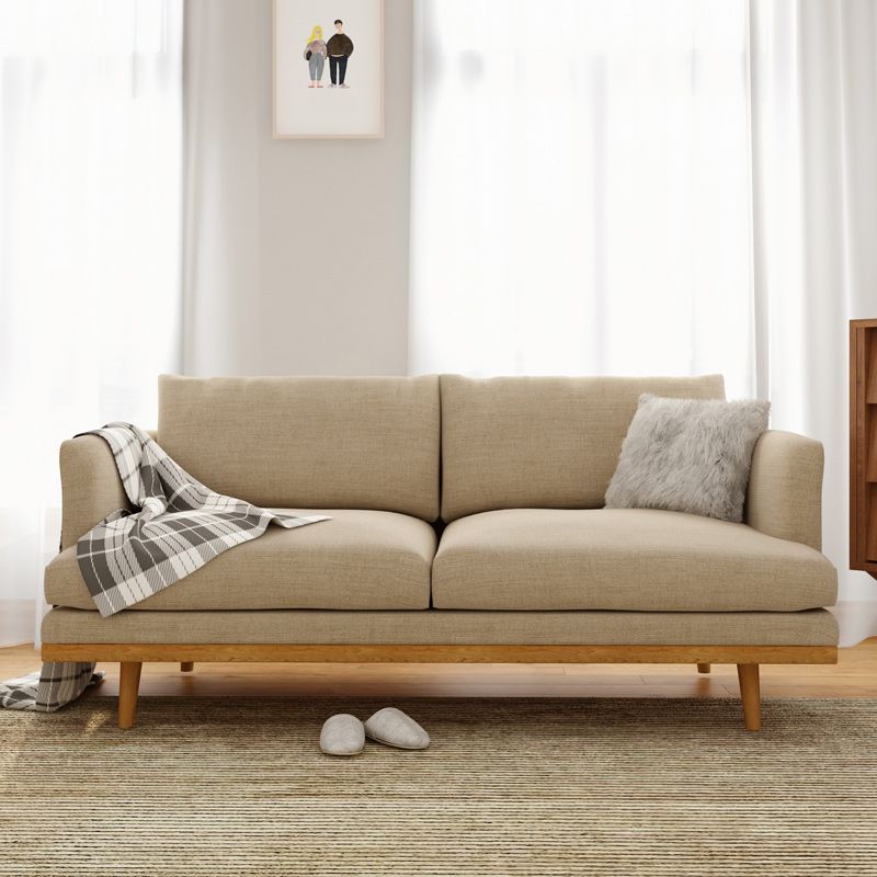 Modern 29.52" H Cotton Blend Wood Frame Recessed Arm Loveseat Clearhalo 'furn' 'furn_sofas' 'Furniture' 'Living Room Furniture' 'Sofa' 'sofas' 1200x1200_678a534c-7912-49c9-a685-e287365f04af