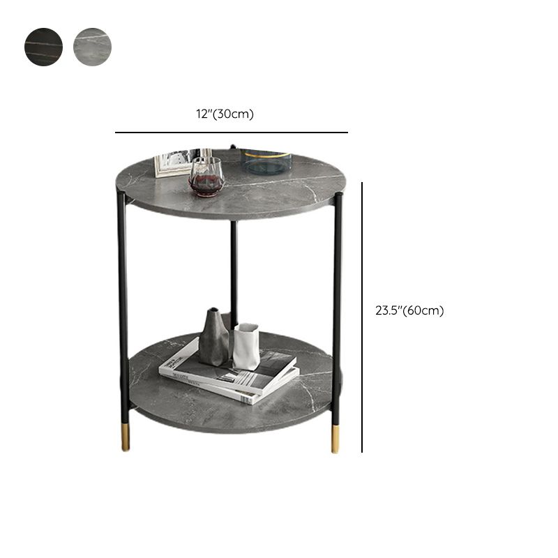 Modern Slate and Metal Single Coffee Table Frame Round Glam Coffee Table Clearhalo 'Coffee & Accent Tables' 'Coffee Tables' 'coffee_tables' 'furn' 'furn_coffee_tables' 'Furniture' 'Living Room Furniture' 1200x1200_678edf40-ba93-45a5-8904-f45b055772b0
