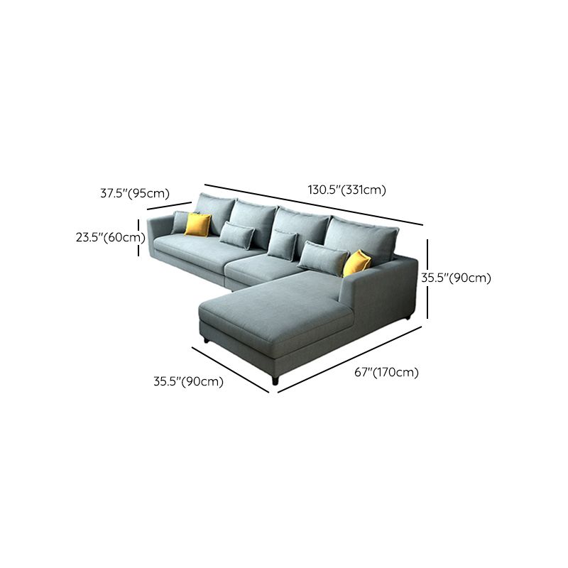 Blue Fabric Sectional with Pillows Modern Style L-shape Sectional Clearhalo 'furn' 'furn_sectionals' 'Furniture' 'Living Room Furniture' 'Sectionals' 1200x1200_678fd323-7342-45c1-99eb-51cf406433a5