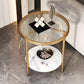19.69" W x 19.69" D x 22.83" H Side End Table Glass Round Side Table with Shelf