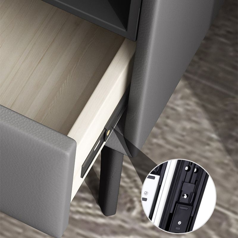 Contemporary Faux Leather Nightstand 18.5" Tall 1 - Drawer Nightstand Clearhalo 'Bedroom Furniture' 'furn' 'furn_night_stand' 'Furniture' 'night_stand' 'Nightstands' 1200x1200_6790e0e8-e53c-4ace-b1f0-72c311539411