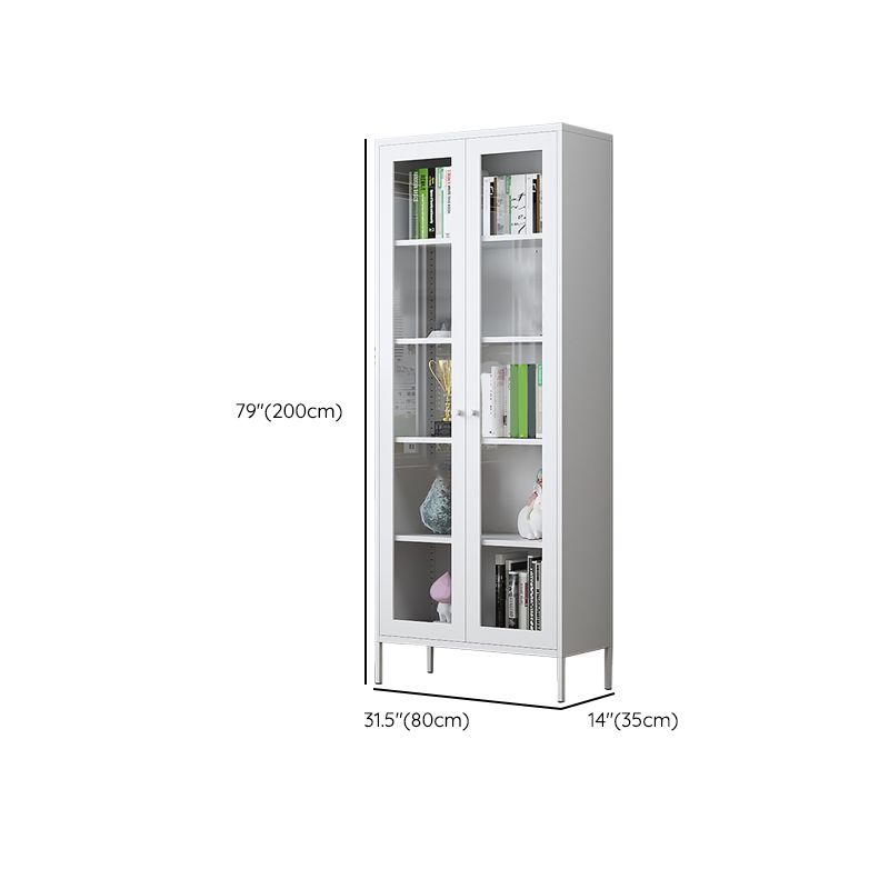 Scandinavian Metal Bookshelf Closed Back Standard Bookcase with Cabinets