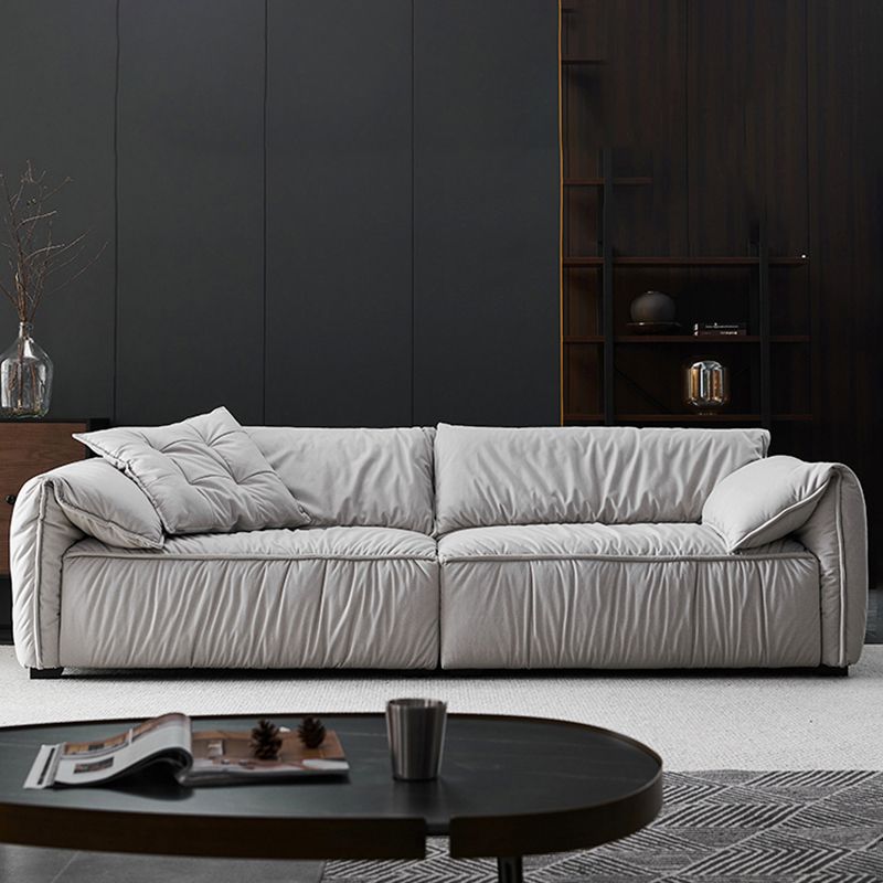 Sofá de sofá de brazo superior de almohada estándar contemporáneo con almohadas en gris