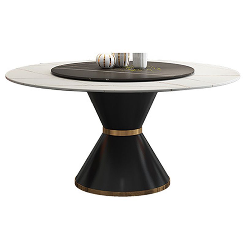 Contemporary Style Round Dining Table Steel Pedestal Base Table for Room Clearhalo 'Dining Tables & Seating' 'Dining Tables' 'dining_table' 'furn' 'furn_dining_table' 'Furniture' 'Kitchen & Dining Furniture' 1200x1200_67930893-56fd-44a6-8629-31eebbc089d8