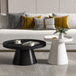 Round Tray Top Coffee Table Metal Black/White Cocktail Table