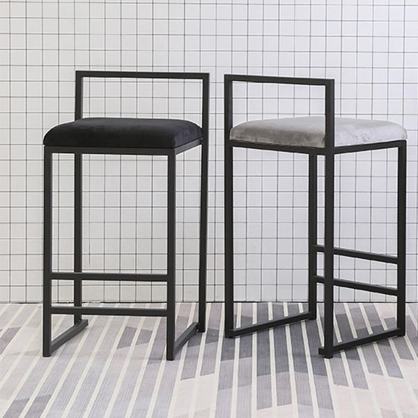 Indoor Modern Upholstered Counter Height Stool Footrest Low Back Bar Stool