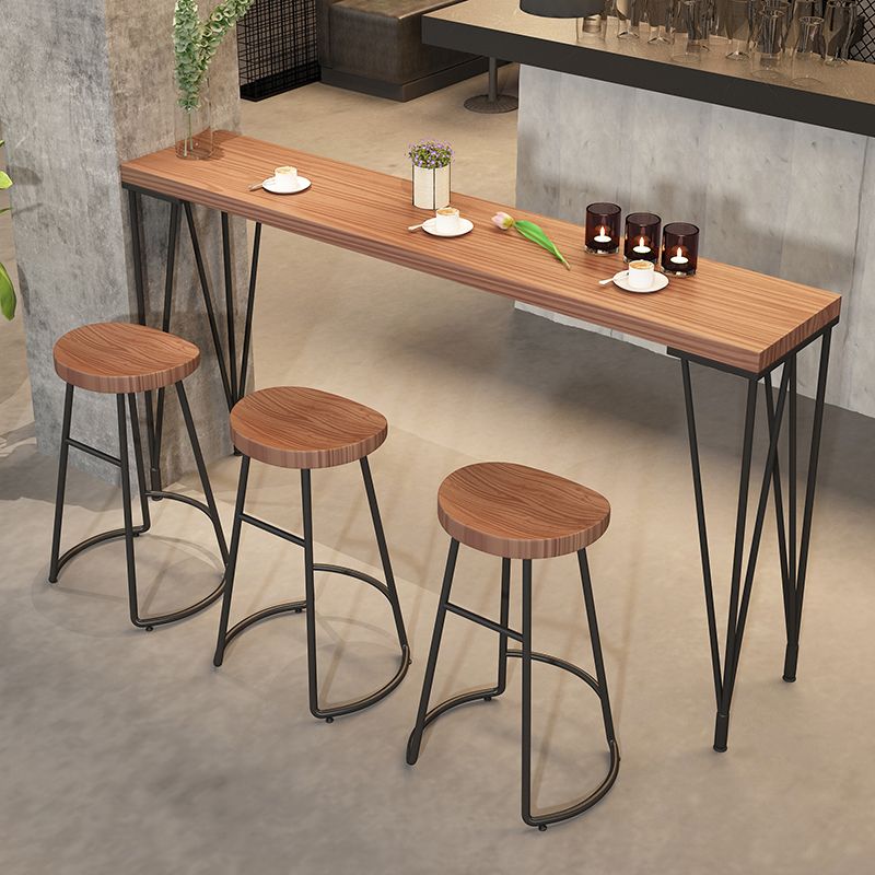 Pine Wood Bar Dining Table Modern Rectangle Bar Table with 4 Legs Pedestal for Dining Room Clearhalo 'Bar Furniture' 'Bar Tables' 'bar_tables' 'furn' 'furn_bar_tables' 'Furniture' 'Kitchen & Dining Furniture' 1200x1200_679741f2-dedb-441a-9491-d14f73cce8cc