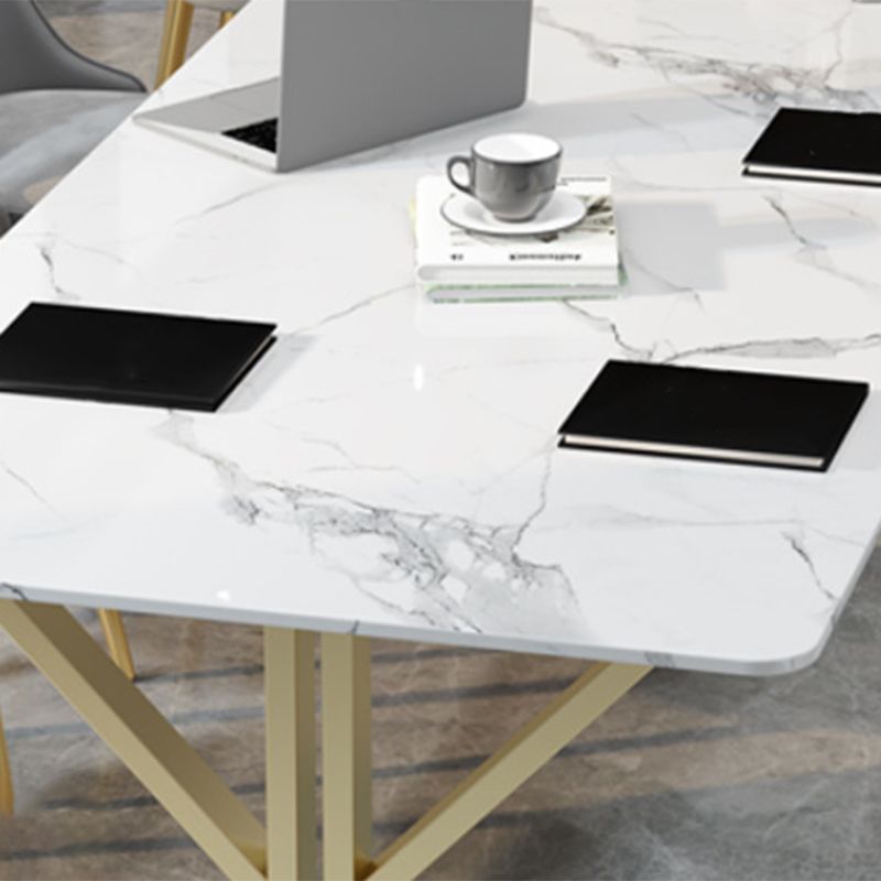 Glam Marble Curved Office Desk 29.53-inch Tall White Writing Desk Clearhalo 'furn' 'furn_office_desk' 'Furniture' 'Office Desks' 'Office Furniture' 'office_desk' 1200x1200_67980b05-5878-406b-af2e-4200781e4add