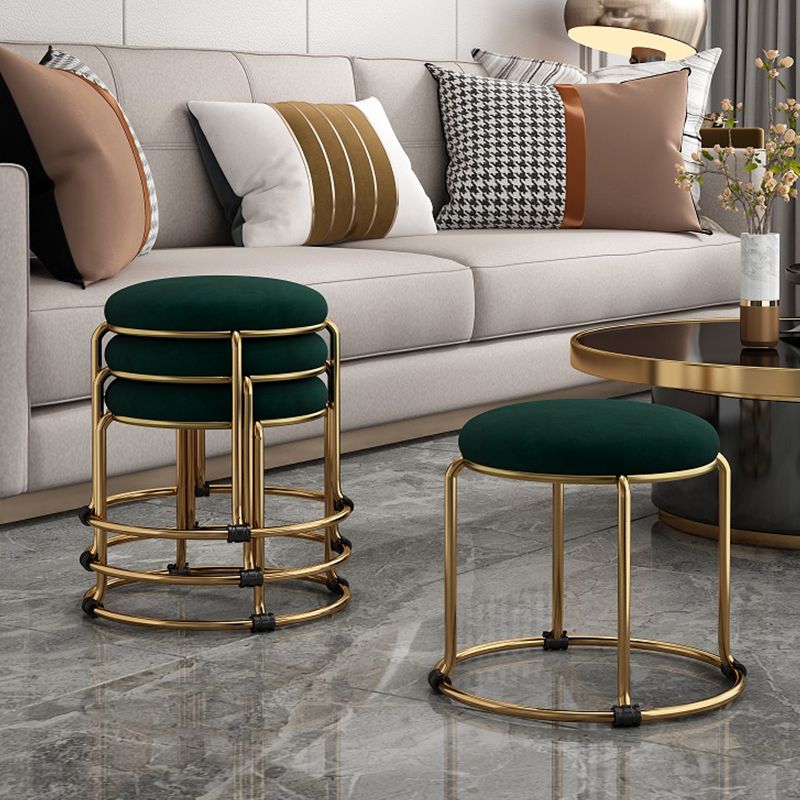 Contemporary Ottoman Fabric Upholstered Solid Color Round Ottoman Clearhalo 'furn' 'furn_ottomans_poufs' 'Furniture' 'Living Room Furniture' 'Ottomans & Poufs' 'ottomans_poufs' 1200x1200_679935b3-da4a-4aa0-a95a-5e85792fef54