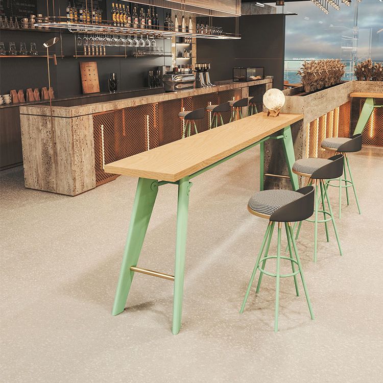 Solid Wood Top Bistro Table Glam Style Metal Frame Pub Table Clearhalo 'Bar Furniture' 'Bar Tables' 'bar_tables' 'furn' 'furn_bar_tables' 'Furniture' 'Kitchen & Dining Furniture' 1200x1200_6799de2e-ad14-45d3-a3e3-da06671586f0