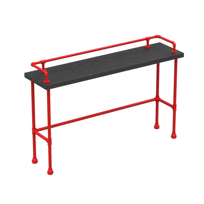 Industrial Wood Bar Table with Rectangle Table Top Red Trestle Table - 45.28" H Clearhalo 'Bar Furniture' 'Bar Tables' 'bar_tables' 'furn' 'furn_bar_tables' 'Furniture' 'furniture_bar_tables' 'Kitchen & Dining Furniture' 1200x1200_679b2313-9dd2-4234-ae36-fdf63de35299