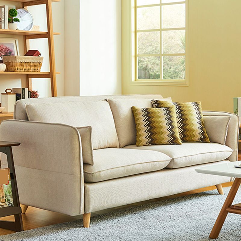 Contemporary Square Arm Cushions Sofa Fabric Standard Settee