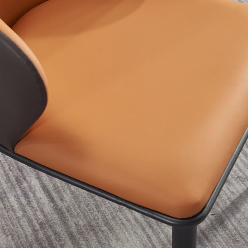 Minimalist Style Leather Dining Chair Solid Back Arm Upholstered Single Chair Clearhalo ' kitchen&dining_furn' 'Dining Chairs' 'Dining Tables & Seating' 'dining_chair' 'furn' 'furn_dining_chair' 'Furniture' 'furniture_dining_chair' 'Kitchen & Dining Furniture' 'kitchen' 1200x1200_679bd60f-73d7-4db0-8dc7-9eb990f7d83f