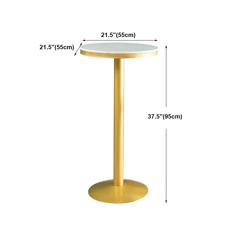 Glam Round Faux Marble Bistro Table Indoor Gold Iron Bar Dining Table with Single Pedestal Clearhalo 'Bar Furniture' 'Bar Tables' 'bar_tables' 'furn' 'furn_bar_tables' 'Furniture' 'furniture_bar_tables' 'Kitchen & Dining Furniture' 'kitchen&dining_furn' 'kitchen' 1200x1200_679cfeeb-e101-4c5d-8759-1d80f469adef